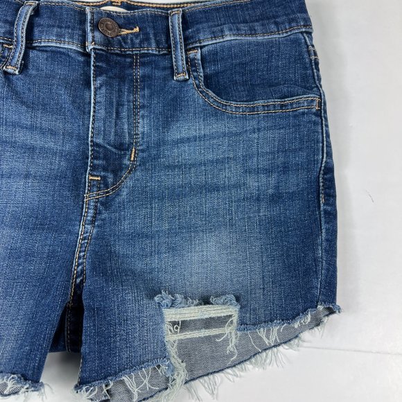 Levi's Jean Short Womens 25 720 High Rise Skinny Blue Faded Cut Offs Denim Jorts - Picture 3 of 16